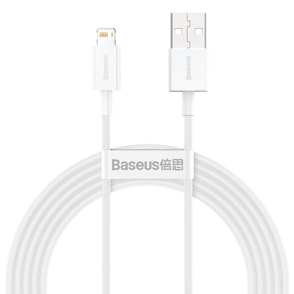Överlägsen kabel USB-kabel Iphone Lightning 2,4A 2m Vit