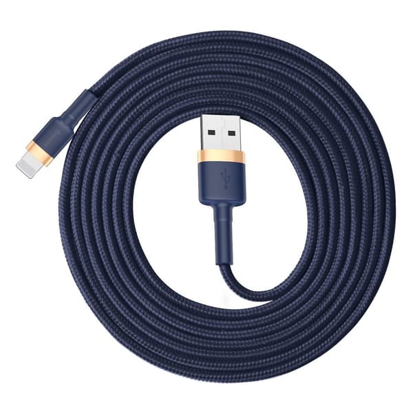 Holdbart nylonkabel USB-kabel Iphone Lightning QC3.0 1,5A 2M blå