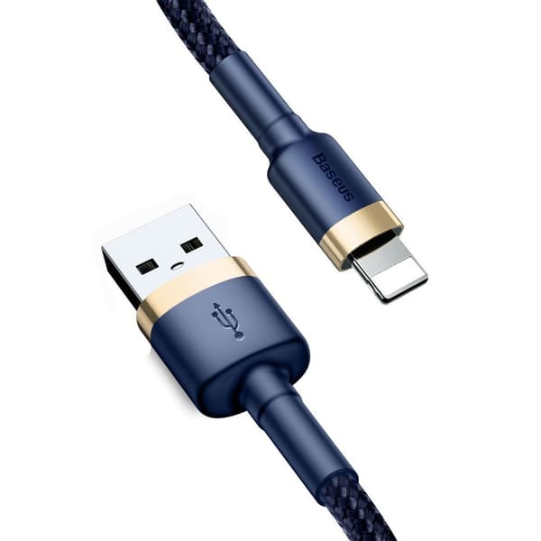 Holdbart nylonkabel USB-kabel Iphone Lightning QC3.0 1,5A 2M blå