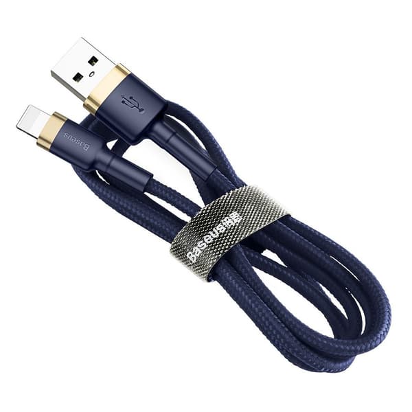 Holdbart nylonkabel USB-kabel Iphone Lightning QC3.0 1,5A 2M blå