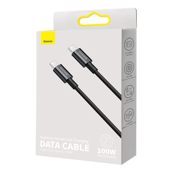 Superior kabel USB-C USB-C Quick Charge FCP 100W 5A 20V 1m sort