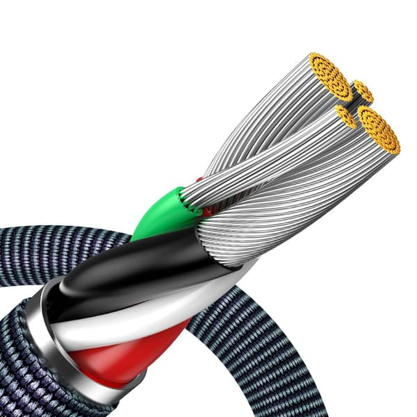 Kabel til hurtig opladning og dataoverførsel USB Iphone Lightning 2,4A 1,2m sort