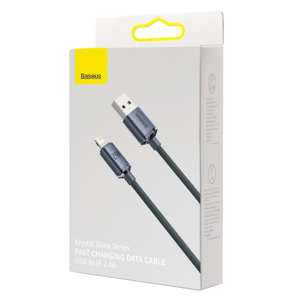 Kabel til hurtig opladning og dataoverførsel USB Iphone Lightning 2,4A 1,2m sort
