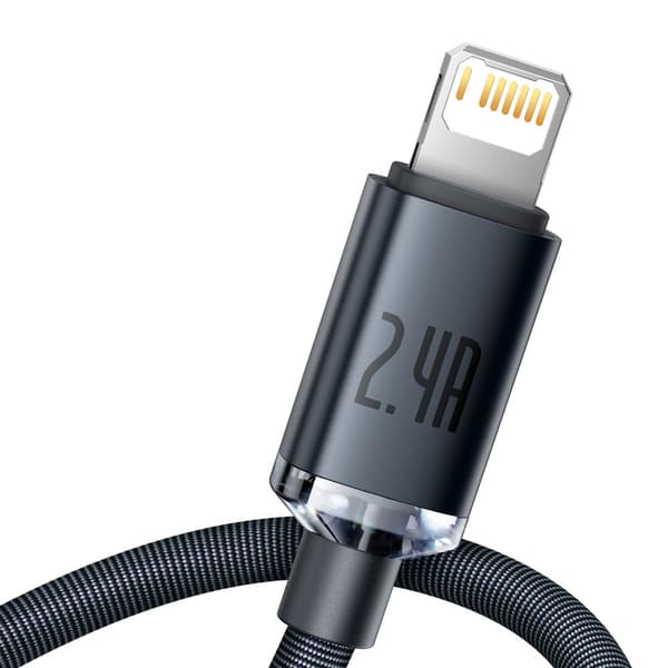 Kabel til hurtig opladning og dataoverførsel USB Iphone Lightning 2,4A 1,2m sort