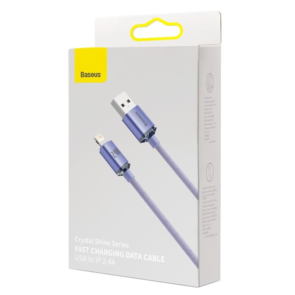 Kabel til hurtig opladning og dataoverførsel USB Iphone Lightning 2,4A 1,2m lilla