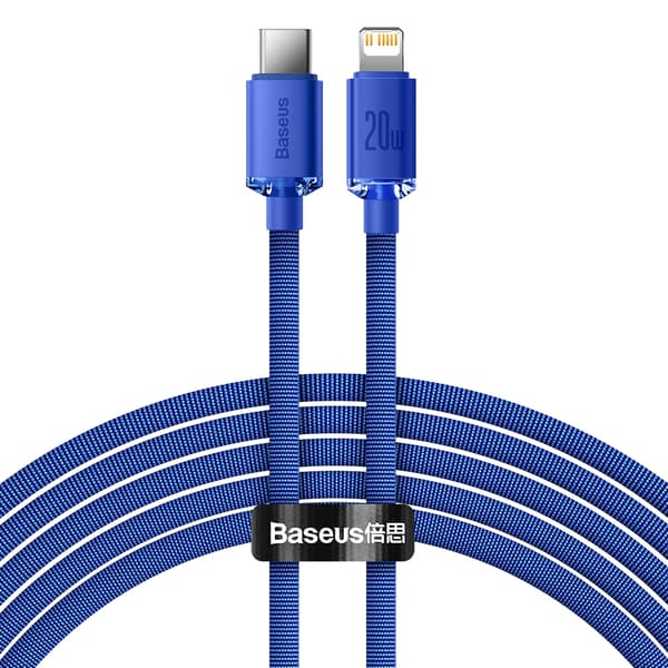 Kabel för snabbladdning och dataöverföring USB-C Iphone Lightning 20W 2m blå