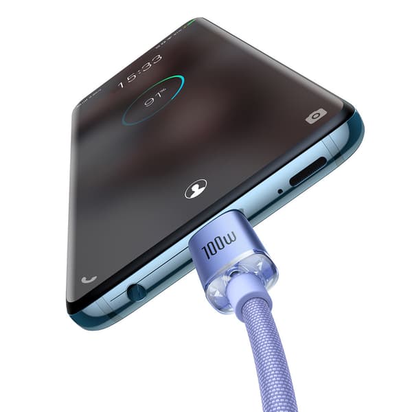 Kabel til hurtig opladning og dataoverførsel USB-C USB-C 100W 2m lilla