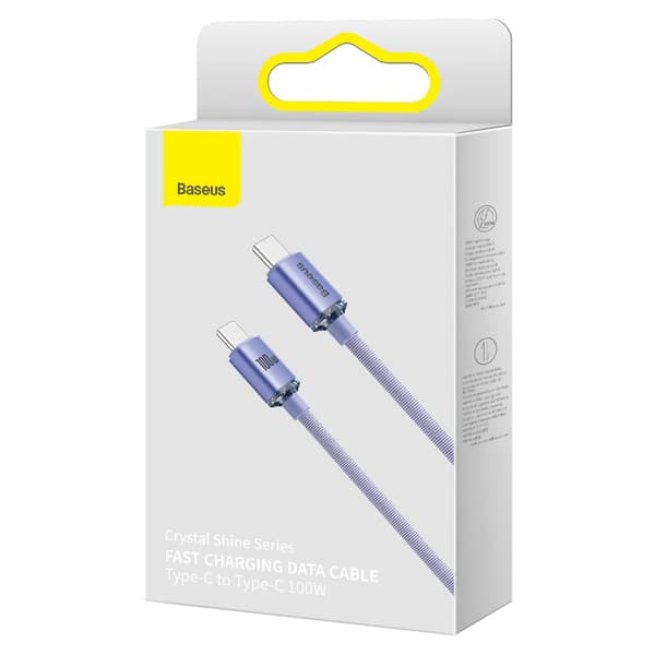 Kabel til hurtig opladning og dataoverførsel USB-C USB-C 100W 2m lilla