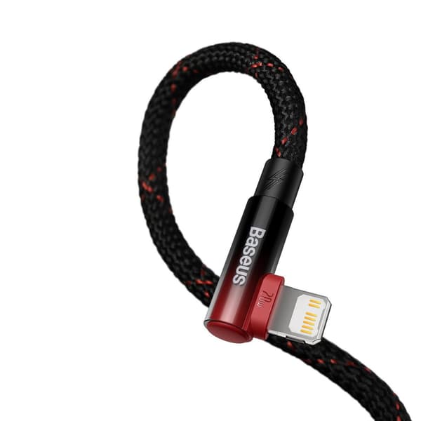 Kulmikas virransyöttökaapeli sivuilla USB-C-liittimellä Iphone Lightning 1m 20W punainen