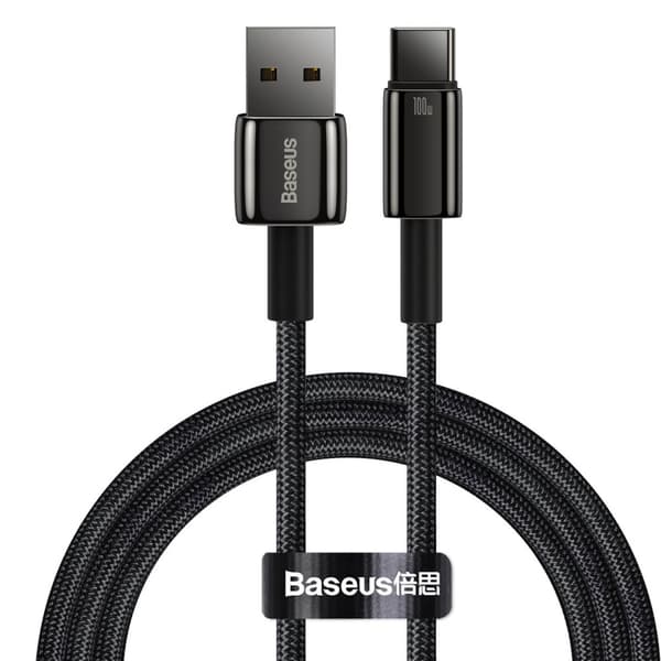 Volfram guldkabel USB-USB-C 480Mb-s 100W 1m svart
