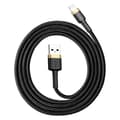 Miniatyrbild 5 av 6: Slitstark flätad USB-kabel för iPhone Lightning QC3 1m - svart och guld