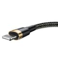 Miniatyrbild 2 av 6: Slitstark flätad USB-kabel för iPhone Lightning QC3 1m - svart och guld