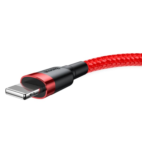 Slitstark nylon USB-kabel - iPhone Lightning QC3 3m - röd