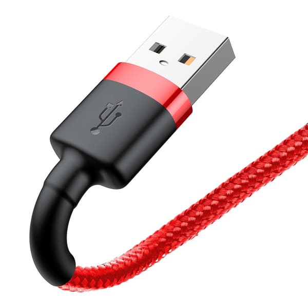 Slitstark nylon USB-kabel - iPhone Lightning QC3 3m - röd