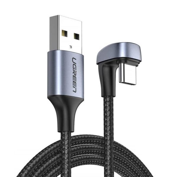 Vinklet USB - USB-C kabel til QC AFC FCP afspillere 1m - grå