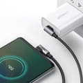 Miniatyrbillede 6 af 6: Vinklet kabel med side USB-C til USB-C Quick Charge stik, 1 m - grå