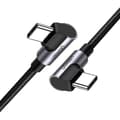 Miniatyrbillede 1 af 6: Vinklet kabel med side USB-C til USB-C Quick Charge stik, 1 m - grå
