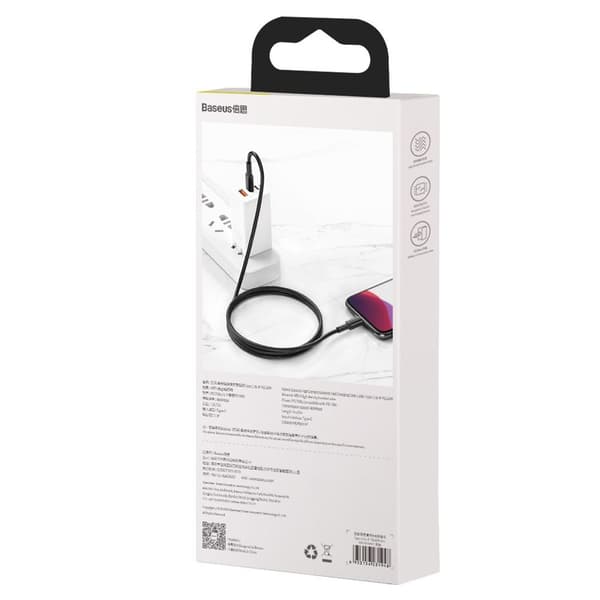Kabel til iPhone USB-C - Lynhurtig opladning 20W 2m - sort