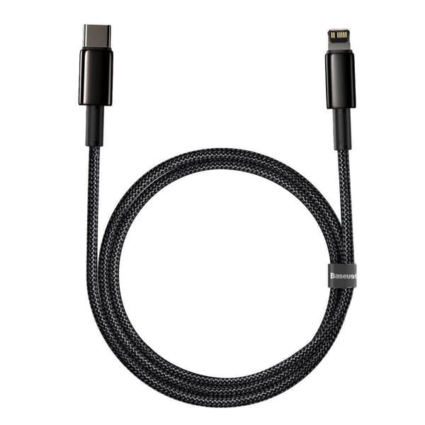 Kabel til iPhone USB-C - Lynhurtig opladning 20W 1m - helt sort