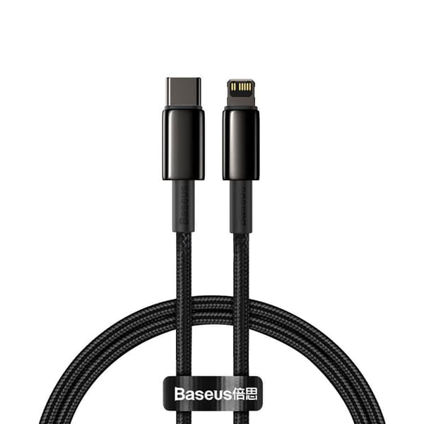 Kabel til iPhone USB-C - Lynhurtig opladning 20W 1m - helt sort