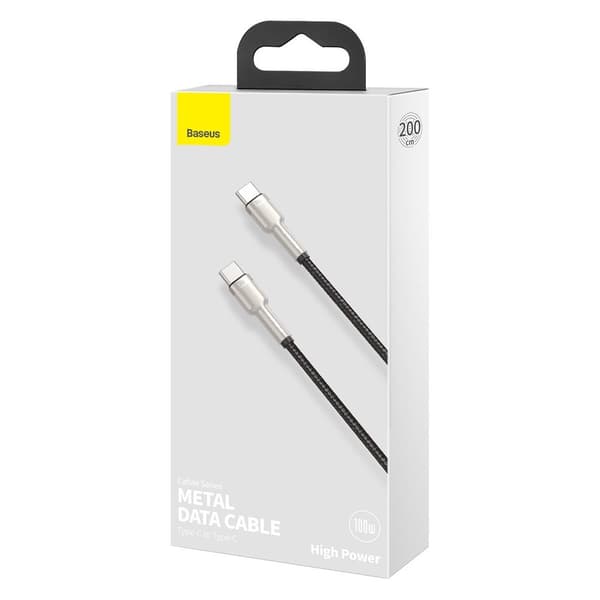 USB-C - USB-C Cafule Metal Data Strømforsyningskabel 100W 2m - sort