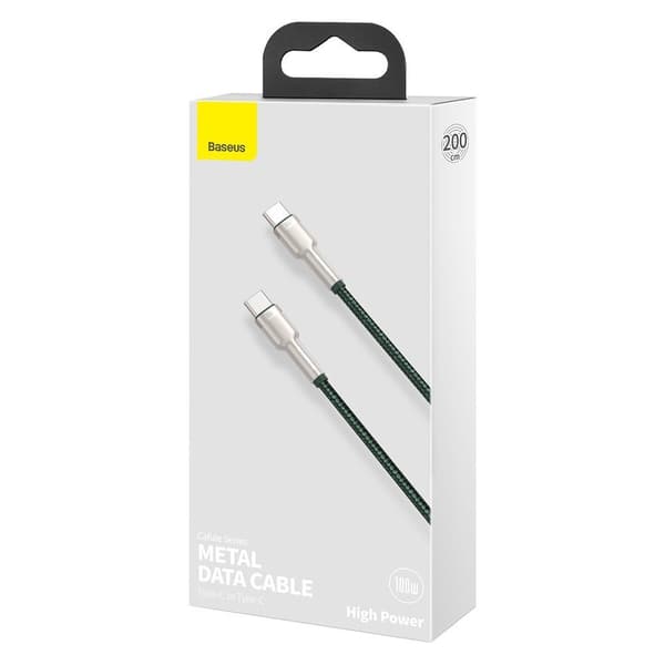 USB-C - USB-C Cafule Metal Data Strømforsyningskabel 100W 2m - grøn