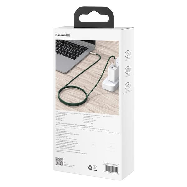 USB-C - USB-C Cafule Metal Data Strømforsyningskabel 100W 2m - grøn