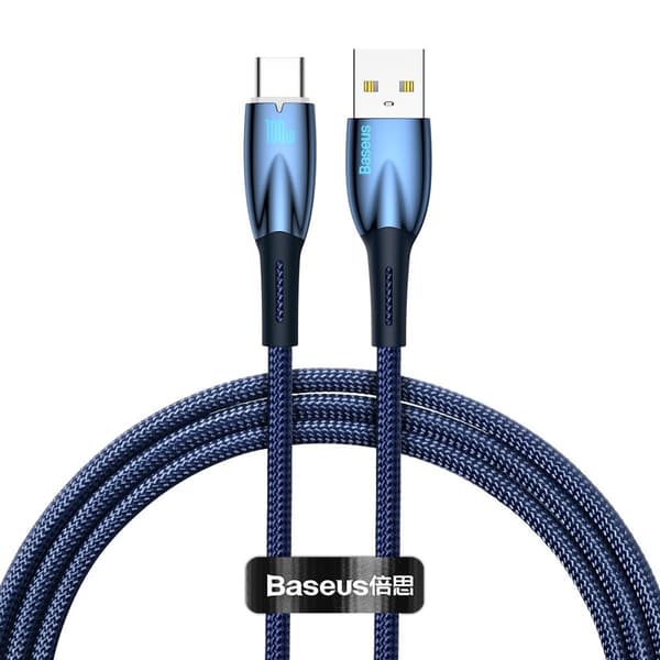 Glimmer USB-A - USB-C hurtigopladningskabel 1m - blå