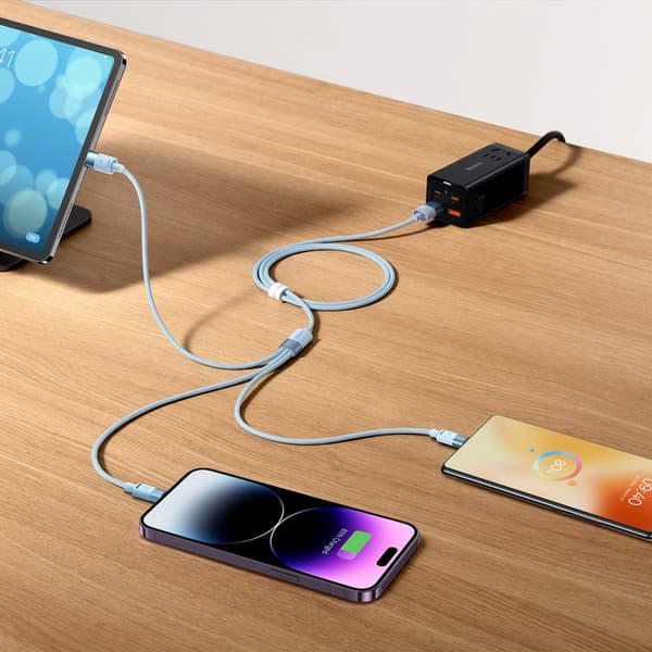 StarSpeed 3in1 USB - micro USB / iPhone Lightning / USB-C telefonkabel 1,2 m - svart