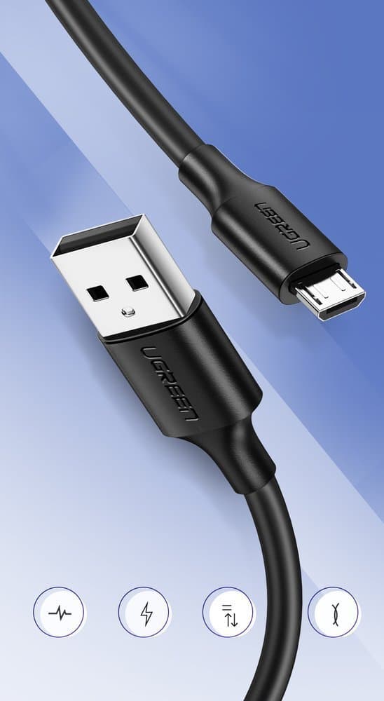 USB - mikro USB-kabel 2A 1m svart