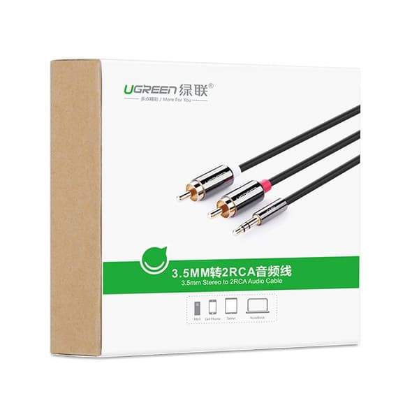 Kaapeli-äänikaapeli 3,5 mm minijakki - 2RCA 2m musta