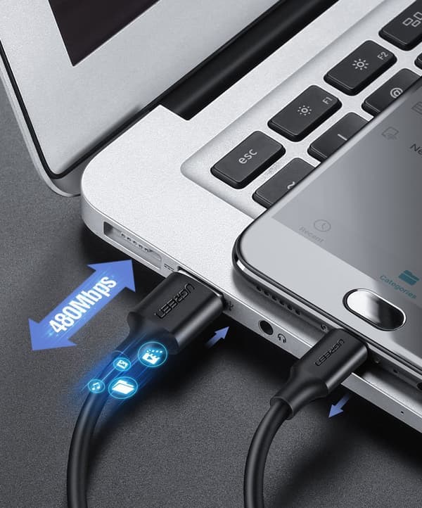 USB-kaapeli - micro USB 2.4A 480Mbps 1.5m musta