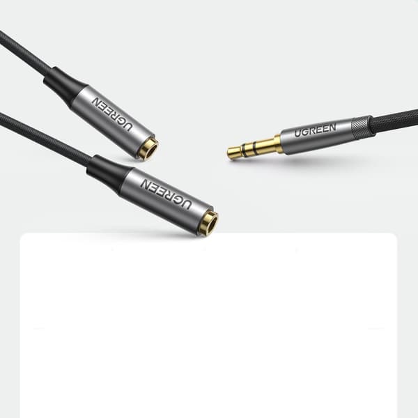 Splitter til 2x kabel AUX kabel 3,5mm mini jack 0,2m sort