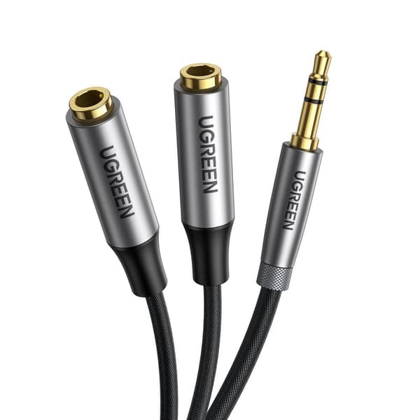 Splitter för 2x kabel AUX kabel 3,5mm minijack 0,2m svart
