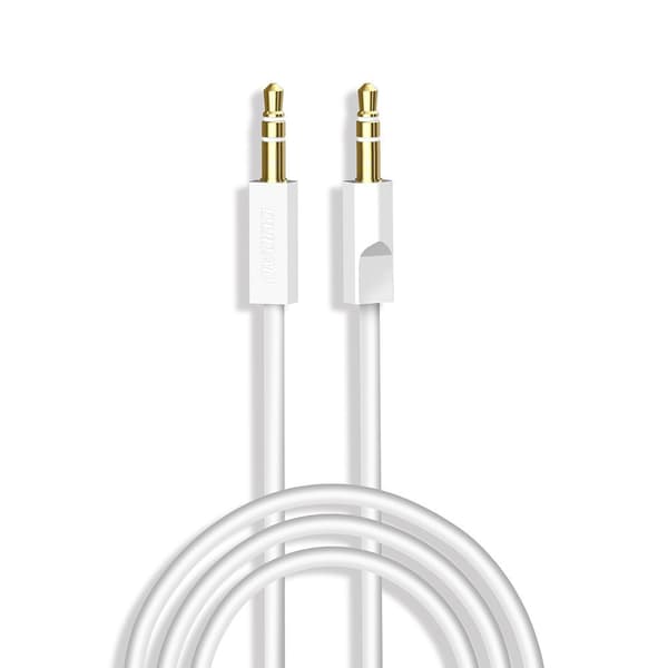 Stereoljudkabel AUX minijack 3,5 mm, 3-polig, 1m, vit