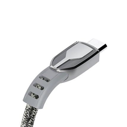 Slitstark flätad USB - mikro USB-kabel 5A 1m grå