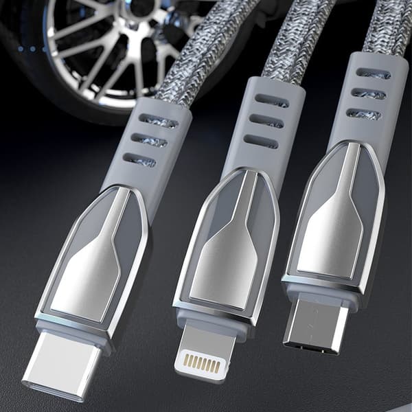 Slitstark flätad USB - mikro USB-kabel 5A 1m grå