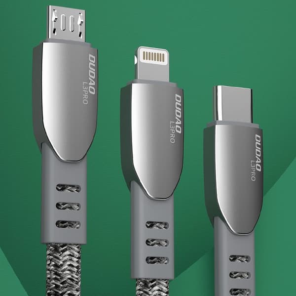 Slitstark flätad USB - mikro USB-kabel 5A 1m grå