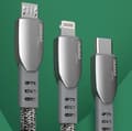 Miniatyrbild 5 av 6: Slitstark flätad USB - mikro USB-kabel 5A 1m grå