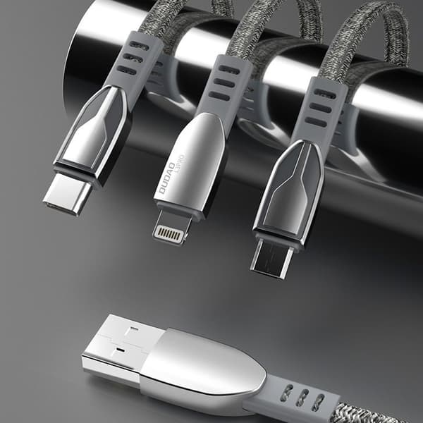 Slitstark flätad USB - mikro USB-kabel 5A 1m grå