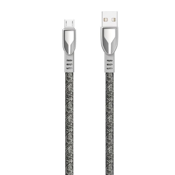 Slitstark flätad USB - mikro USB-kabel 5A 1m grå