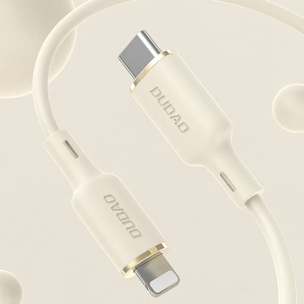 SR forstærket kabel til iPhone USB-C - Lightning 30W 1m beige