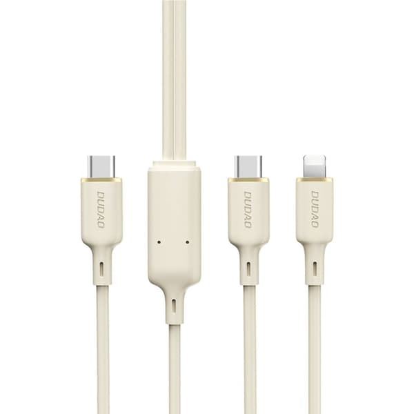 2-i-1 kabelforstærket kabel SR USB-C - USB-C / Lightning 100W 1,2m beige
