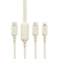 Miniatyrbillede 1 af 6: 2-i-1 kabelforstærket kabel SR USB-C - USB-C / Lightning 100W 1,2m beige