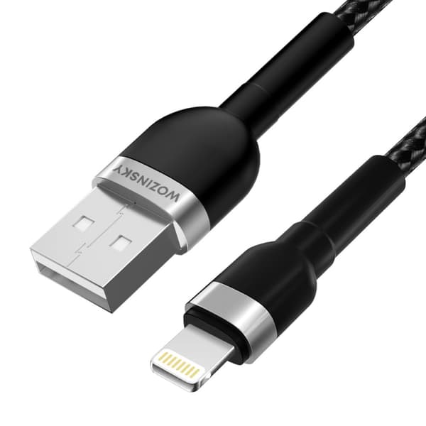Flätad kabel för iPhone USB-A - Lightning 2.4A 2m svart