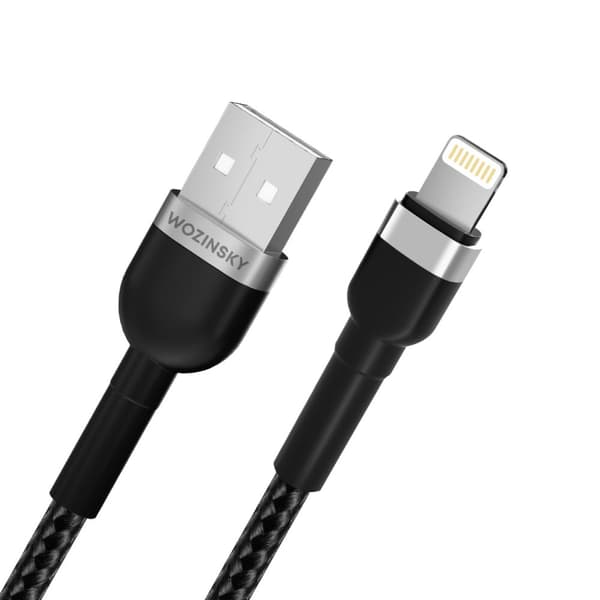 Flätad kabel för iPhone USB-A - Lightning 2.4A 2m svart