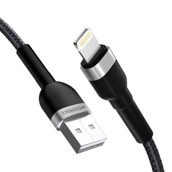 Flätad kabel för iPhone USB-A - Lightning 2.4A 2m svart