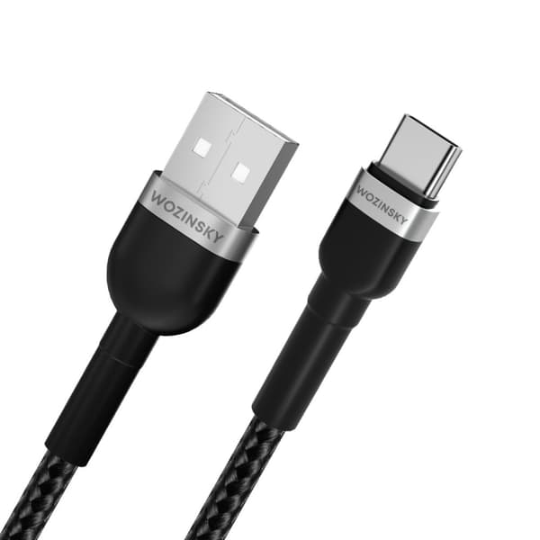 Punottu kaapeli USB-A - USB-C 2.4A 1m musta