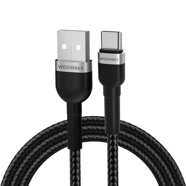 Punottu kaapeli USB-A - USB-C 2.4A 1m musta