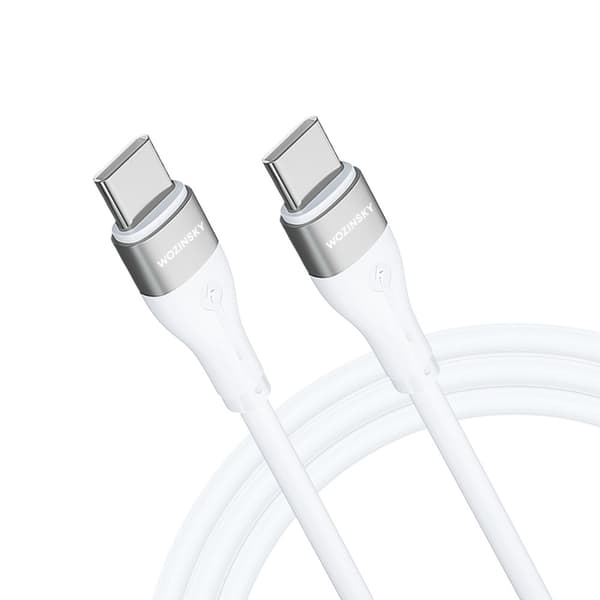 Kestävä joustava kaapeli USB-C - USB-C PD 65W 1m valkoinen